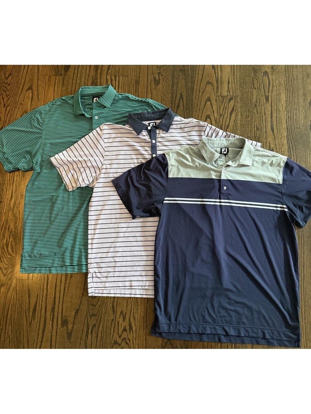 Lot Of 3 FootJoy Golf Polo Shirts Men's Size Large Athletic Geometric Striped